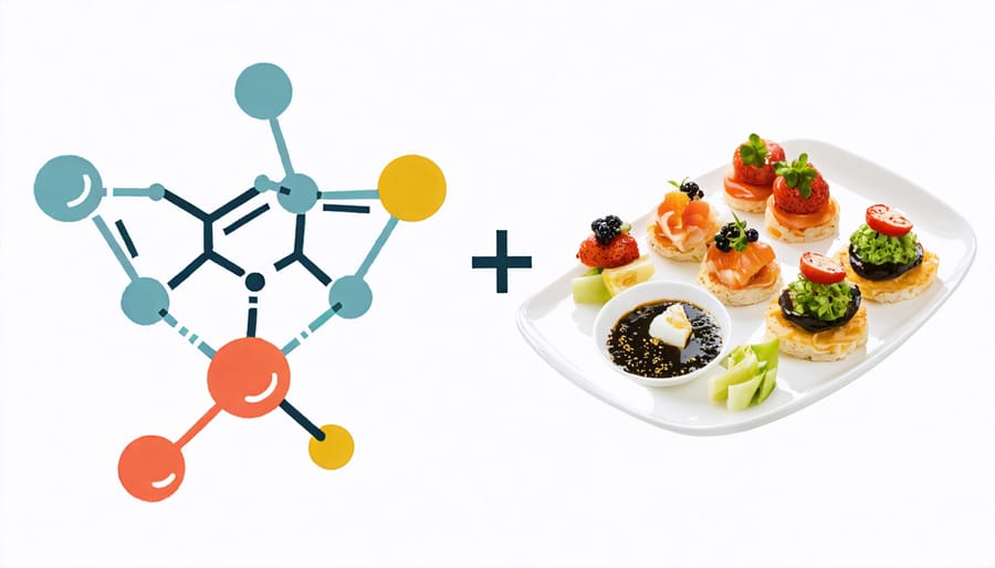 THCA molecular structure with a background of kitchen and cooking elements