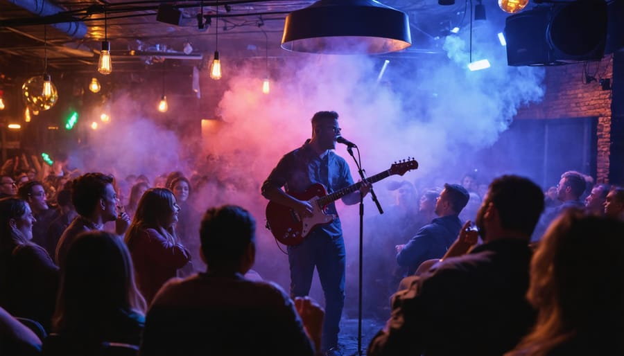 Toronto live music venue with people enjoying music while vaping